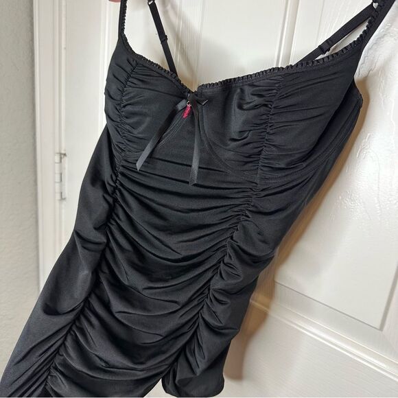 Y2K Victoria’s Secret Black Ruched Heart Bow Corset Cami Top M Pinterest Viral - Picture 3 of 7